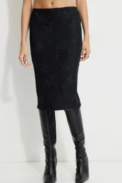 Dynamite Alana Embroidered Midi Skirt Black Cheap