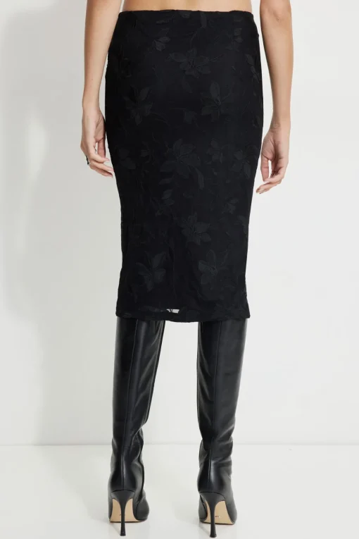 Dynamite Alana Embroidered Midi Skirt Black Cheap