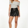 Dynamite Asymmetric Faux Leather Skort Black Best Sale