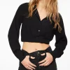 Dynamite Bailey Cropped Button Up Shirt Black Online