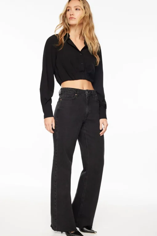 Dynamite Bailey Cropped Button Up Shirt Black Online