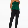 Dynamite Bare Peplum Satin Top Green Cheap