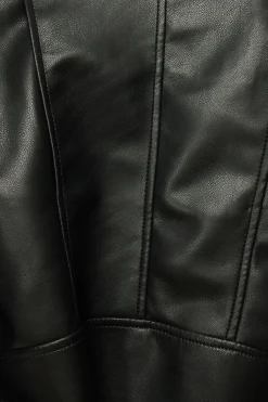 Dynamite Belted Faux Leather Biker Jacket Black Hot