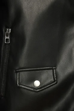 Dynamite Belted Faux Leather Biker Jacket Black Hot