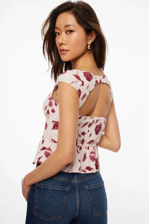 Dynamite Button-Up Peplum Blouse Burgundy Sale