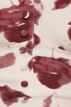 Dynamite Button-Up Peplum Blouse Burgundy Sale