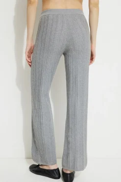 Dynamite Cable Knit Flared Pants Gray Store