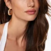 Dynamite Chunky Ribbed Hoop Earrings Yellow Hot