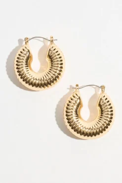 Dynamite Chunky Ribbed Hoop Earrings Yellow Hot