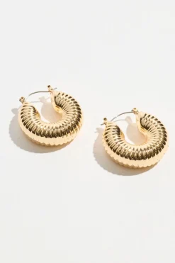 Dynamite Chunky Ribbed Hoop Earrings Yellow Hot