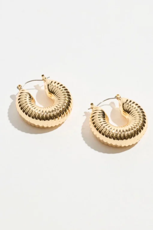 Dynamite Chunky Ribbed Hoop Earrings Yellow Hot