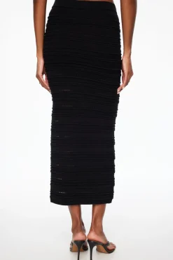 Dynamite Crocheted Open Stitch Midi Skirt Black Outlet