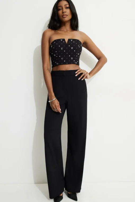 Dynamite Cropped Rhinestone Bustier Top Black Cheap