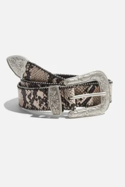 Dynamite Dotted Western Pin-Buckle Belt Grey Flash Sale