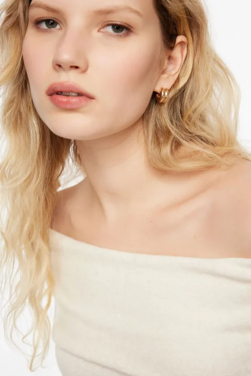 Dynamite Double Chubby Huggie Hoop Earrings Yellow Online