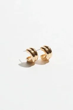 Dynamite Double Chubby Huggie Hoop Earrings Yellow Online