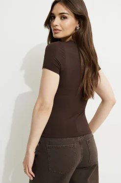 Dynamite Drea Jersey Crewneck T Shirt Brown Cheap