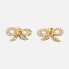 Dynamite Gem Knotted Bow Earrings White Clearance