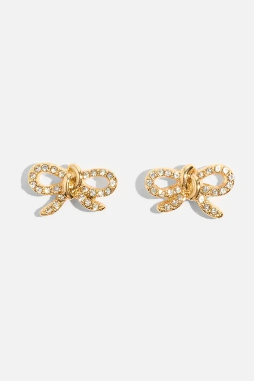 Dynamite Gem Knotted Bow Earrings White Clearance