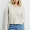 Dynamite Heavenlyarn™ V-Neck Sweater Brown Best Sale