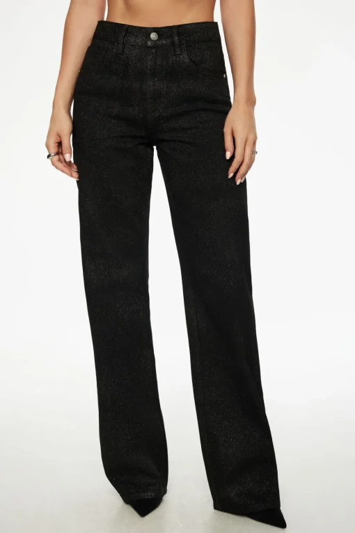 Dynamite Heidi Glitter Wide Leg Jeans Black Online