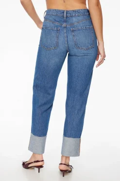 Dynamite Justina Straight Leg Cuffed Jeans Blue Best Sale