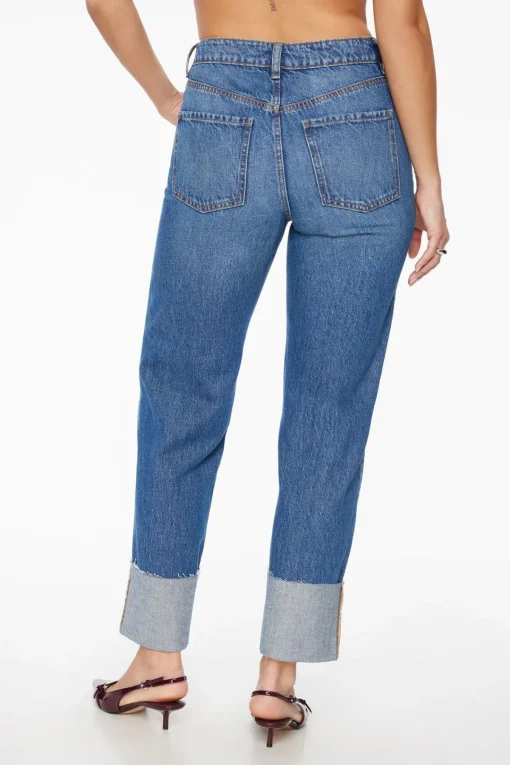 Dynamite Justina Straight Leg Cuffed Jeans Blue Best Sale