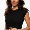 Dynamite Keri Ribbed Baby T Shirt Black Clearance