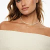 Dynamite Layered Pearl and Chain Necklace White New