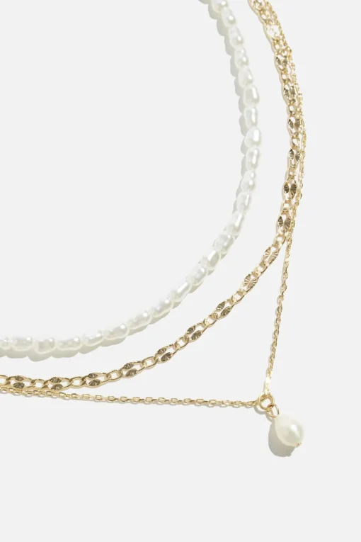Dynamite Layered Pearl and Chain Necklace White New