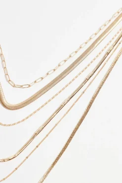 Dynamite Layered Textured Chain Round Necklace Yellow Cheap