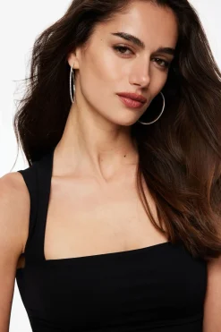 Dynamite Micro Pavé Gem Hoop Earrings Gray Best