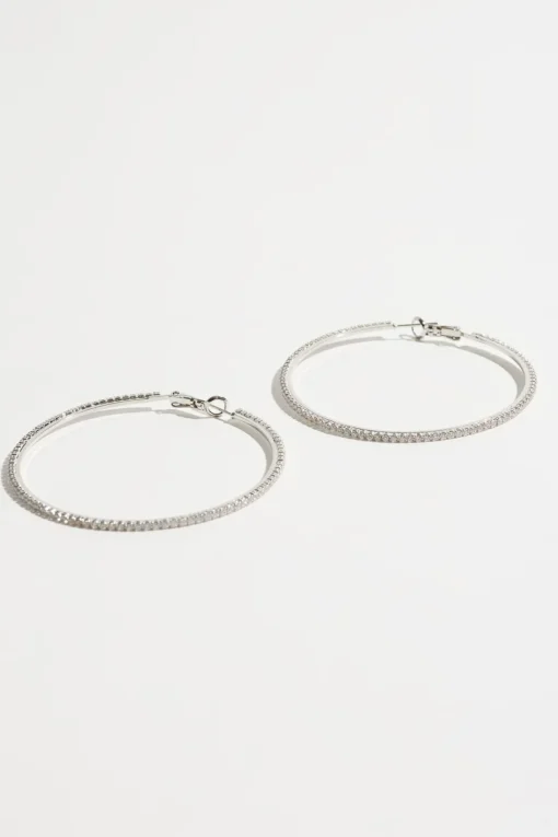Dynamite Micro Pavé Gem Hoop Earrings Gray Best