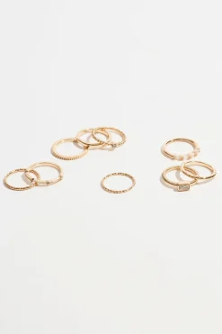 Dynamite 9-Pack Delicate Gemmed Rings White Sale