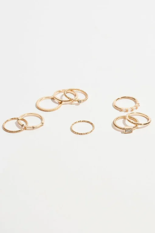 Dynamite 9-Pack Delicate Gemmed Rings White Sale