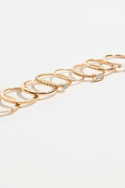 Dynamite 9-Pack Delicate Gemmed Rings White Sale