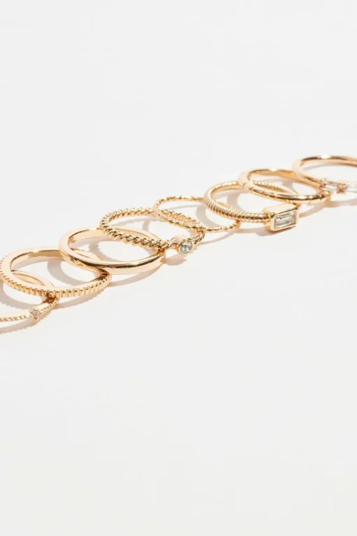Dynamite 9-Pack Delicate Gemmed Rings White Sale