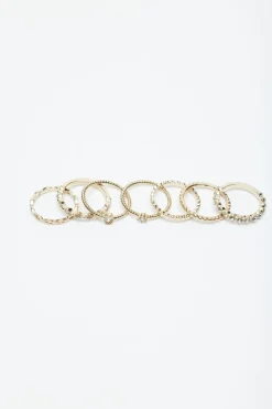 Dynamite 7-Pack Gem & Twist Rings White Flash Sale
