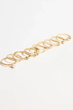Dynamite 9-Pack Mini Pearl & Gem Rings White Store