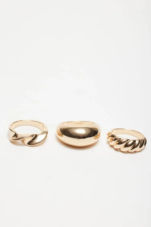 Dynamite 6-Pack Oversized & Twisted Rings Yellow Discount