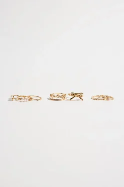 Dynamite 8-Pack Pearl and Bow Delicate Rings White Flash Sale