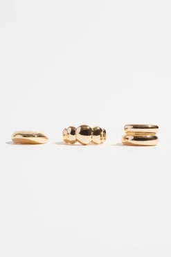 Dynamite 3-Pack Sculptural Rings Yellow Discount