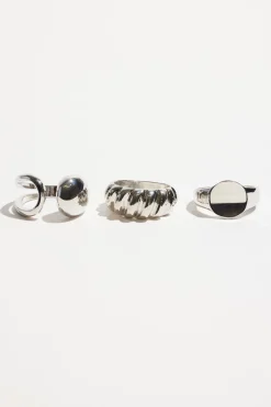 Dynamite 3-Pack Signet & Ridge Rings Gray Discount