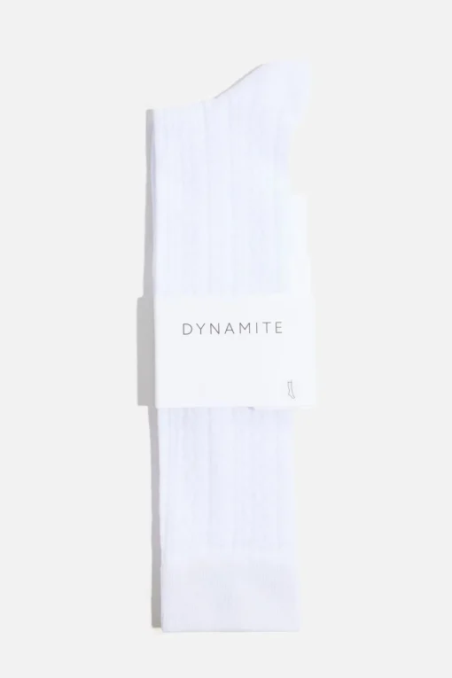 Dynamite Pointelle Calf High Socks White Outlet