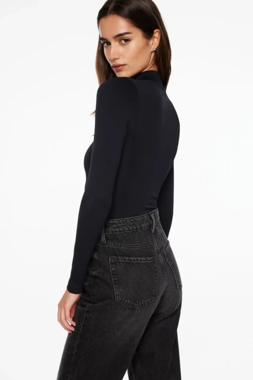 Dynamite Quinn Long Sleeve Mock Neck Bodysuit Black Best Sale