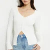 Dynamite Ribbed Flyaway Cardigan White Fashion