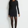 Dynamite Ribbed Metallic Mini Dress Black Cheap