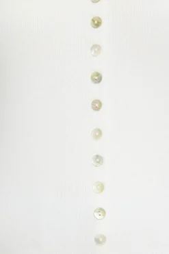 Dynamite Ribbed Pearl Button Vest White Online