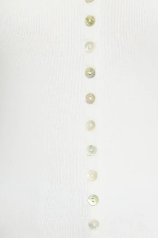 Dynamite Ribbed Pearl Button Vest White Online