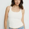 Dynamite Ribbed Scoop Neck Tank Top White Outlet